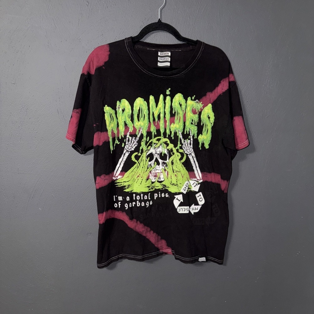 Broken Promises Shirt Mens Size Large Piece Of Garbage Y2K Skater Gothic Street